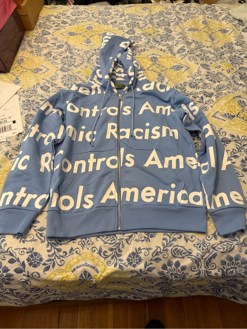 Denim Tears X Arthur Jada System Blue Graphic Zip-Up Hoodie Jacket